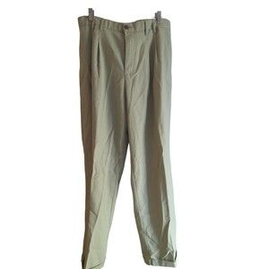 La Cabana Men's 34X32 Light Green Linen Blend Cuffed Slacks
